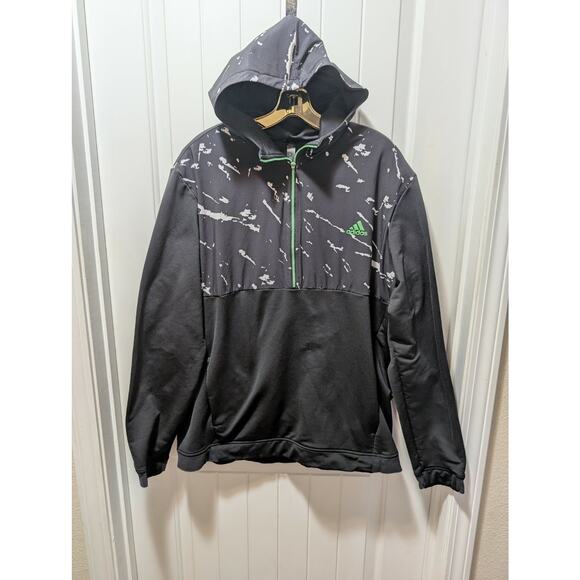 ADIDAS GOLF HOODIE SWEATER MEN XL BLACK WHITE CAMO GREEN POLY PERFORMANCE JACKET - Picture 3 of 10